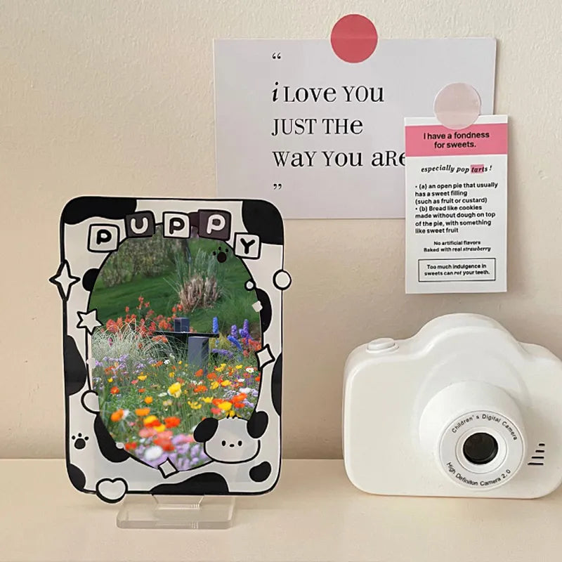 Rotatable Cute Card Display Stand 3inch Acrylic Desktop Decor Photo Holder Photocard Frame Card Sleeve Sweet Photo Protection