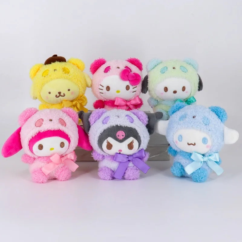 Kawaii Anime Mymelody Kuromi Cinnamoroll Hello Kittys Pompompurin Plush Toys Cute Cartoon Doll Pendant Children Birthday Gift