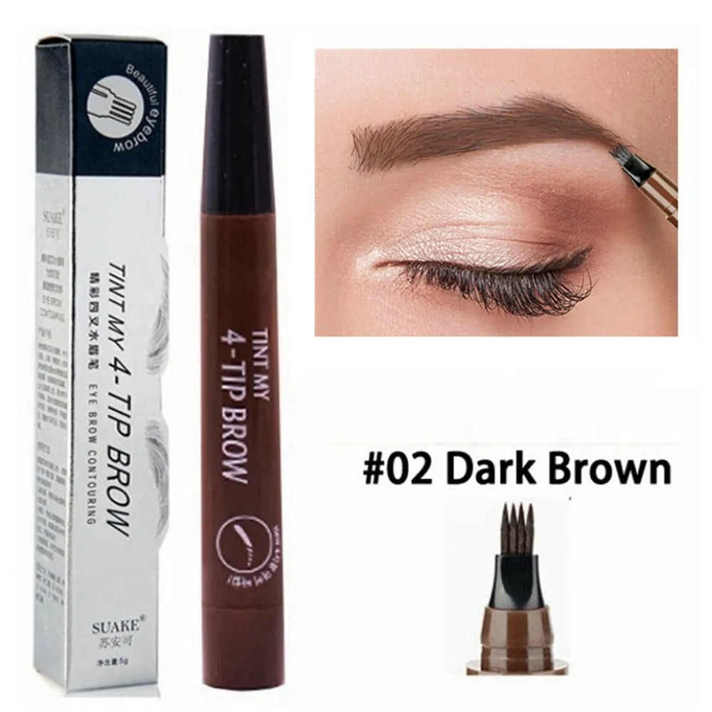 5 Color Eyebrow Pen Waterproof 4 Fork Tip Brows Tattoo Pencil Long Lasting Natural Dark Brown Liquid Eye Brow Pencil for Brazil