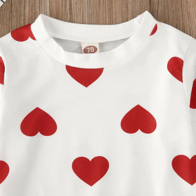 Citgeett Spring Toddler Baby Girls Valentine's Day Clothes Heart Tops T-Shirt Dress Red Skirt Outfits Set