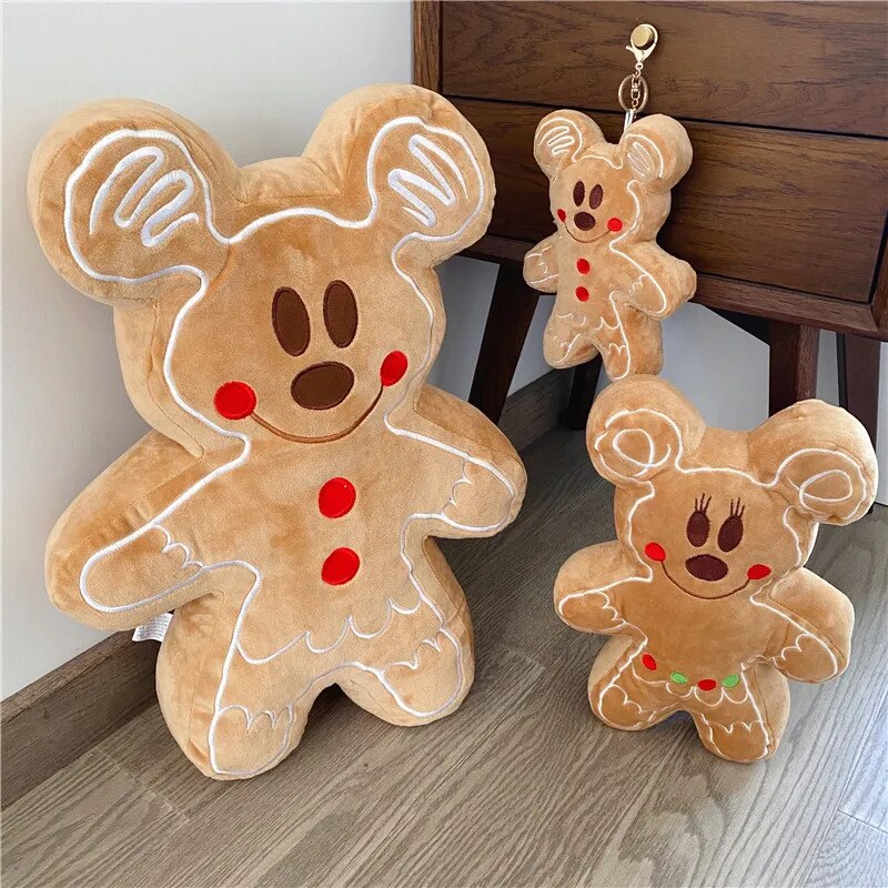 Disney Christmas Mickey Mouse Minnie Plush Toys Cookie Man Anime Plush Doll Toy Kawai Boy Girl Cartoon Doll Toys Gift Cushion