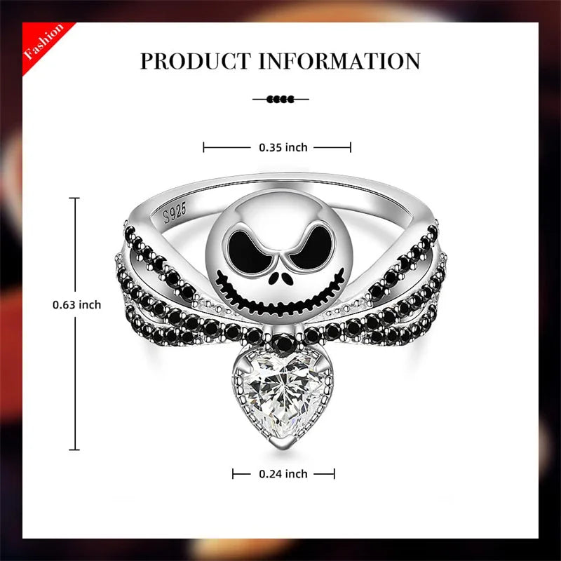 New Ladies Ring Christmas Eve Fright Skull Shape Ring Creative Black Bat Skull Hand Accessories