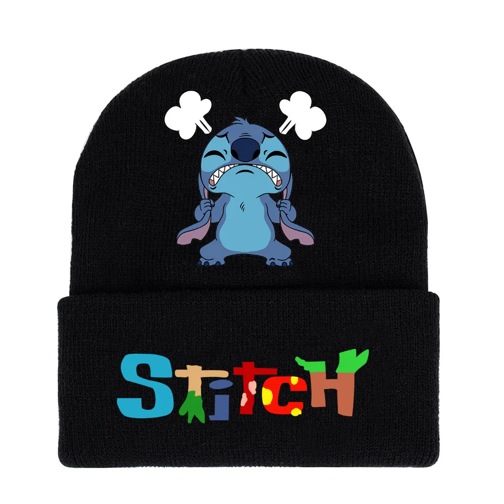 Disney Stitch Plush Knitted Hat Women Men Accessories Unisex Kawaii Winter Warm Couple Hats Stich Anime Trend Christmas Gift