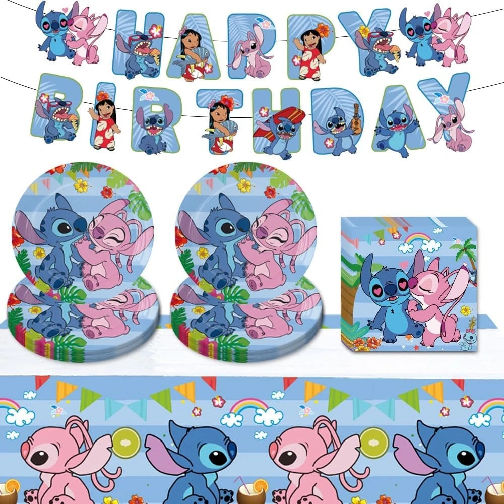 Disney Stitch Decoration Birthday Balloons Stickers Tablecloth Plate Bag For Baby Shower Lilo and Stitch Birthday Party Supplies