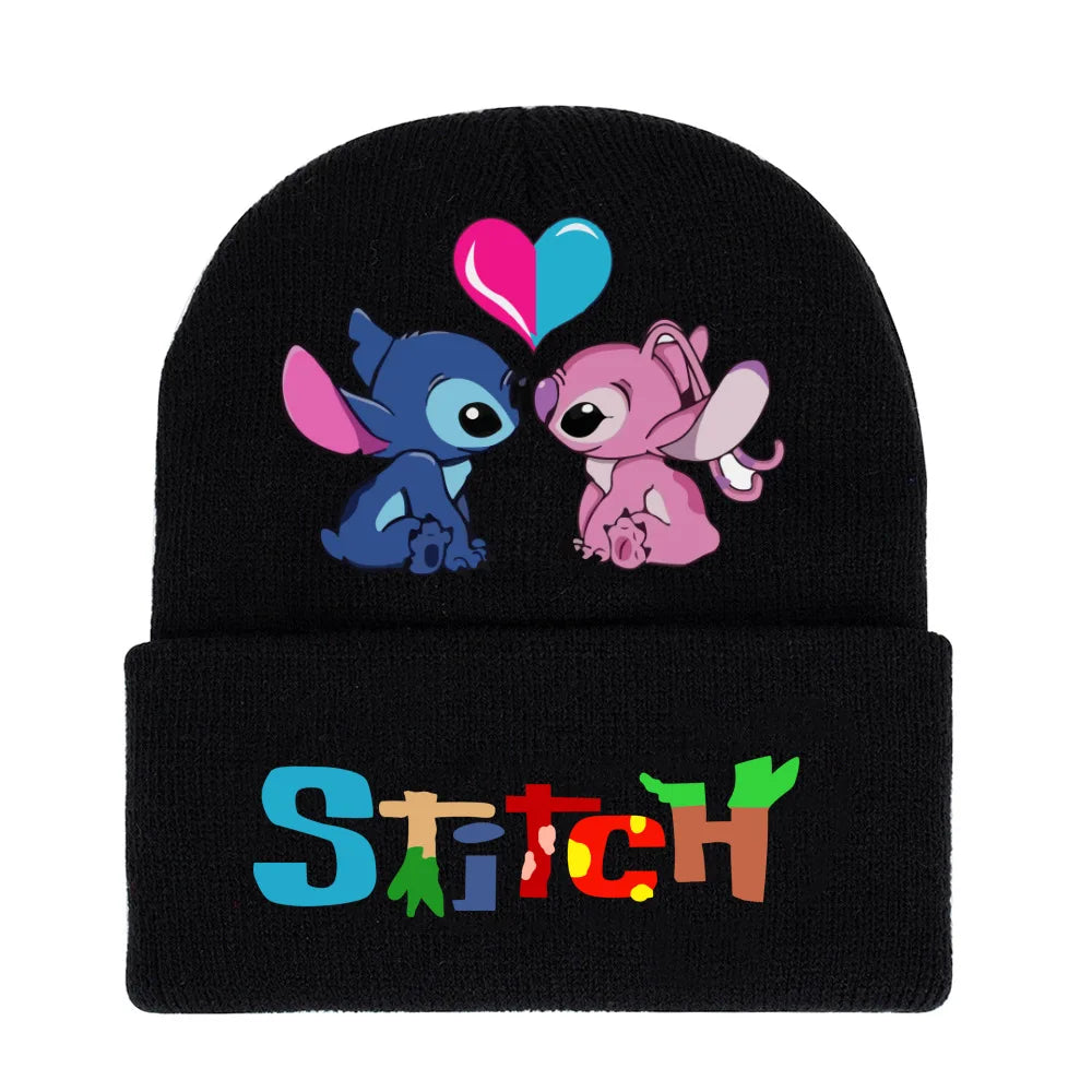 Disney Stitch Plush Knitted Hat Women Men Accessories Unisex Kawaii Winter Warm Couple Hats Stich Anime Trend Christmas Gift