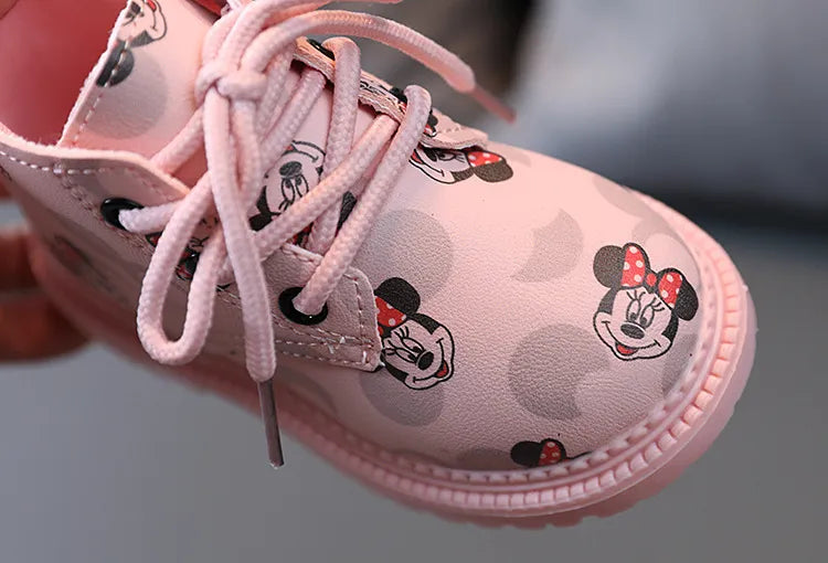 Disney Children Princess Casual Shoes Mickey Mouse Minnie Girl Fashion Boots Autumn Winter Girls Shoes Kids Shoes Toddler Boots