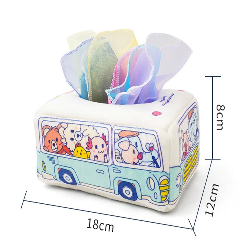 Baby Montessori Boxes Baby Toys Infant Pull Along Magic Tissue Box Montessori Toy 6-12 Months Development Sensory Toys Baby Game