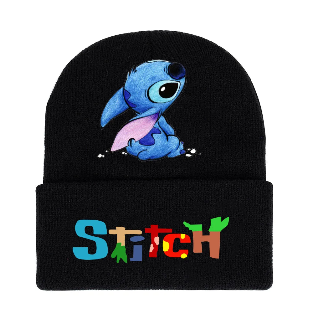 Disney Stitch Plush Knitted Hat Women Men Accessories Unisex Kawaii Winter Warm Couple Hats Stich Anime Trend Christmas Gift