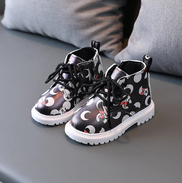 Disney Children Princess Casual Shoes Mickey Mouse Minnie Girl Fashion Boots Autumn Winter Girls Shoes Kids Shoes Toddler Boots