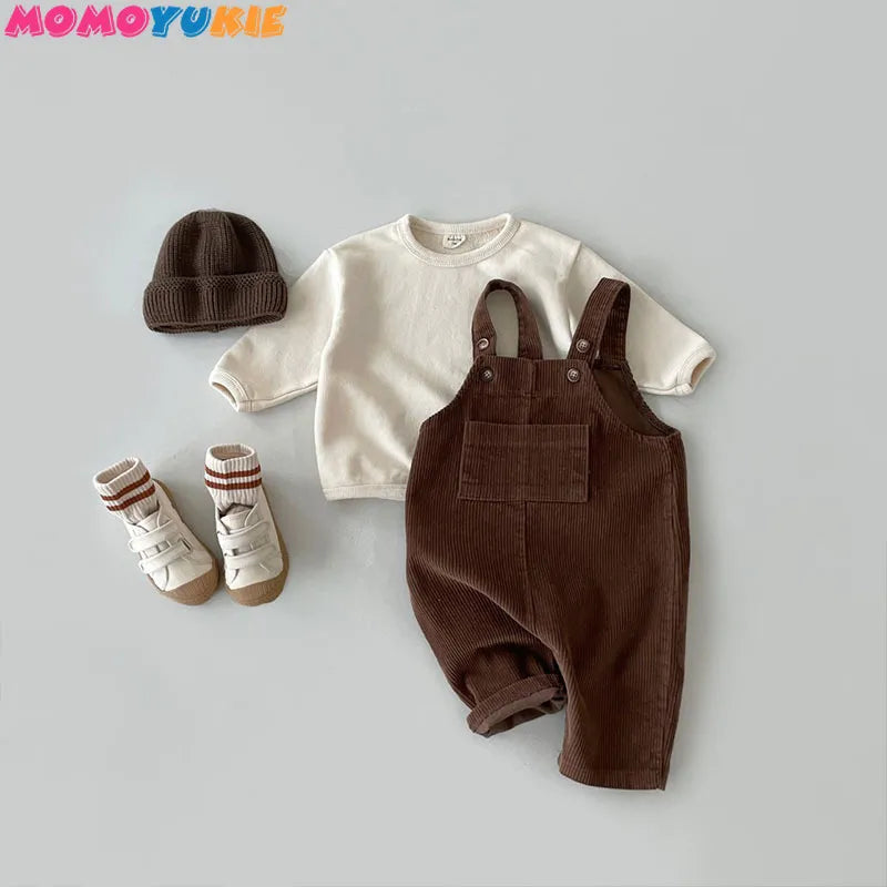 Newborn Clothes Boy's Corduroy Jumpsuit 2023 Autumn Winter Jumpsuits Baby kids clothes Girl's romper Casual Bib Pants Overalls