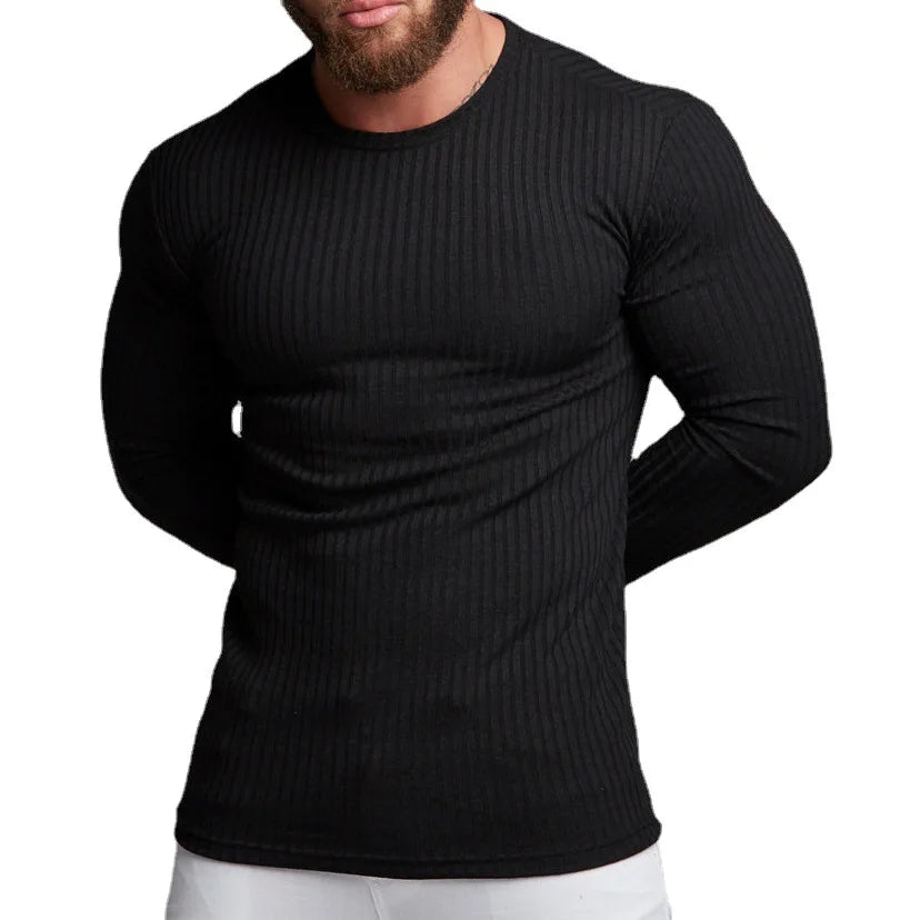 Spring Autumn Fashion Turtleneck Mens Thin Sweaters Casual Roll Neck Solid Pit Strip Slim Fit Sweaters Men Turtleneck Pullover