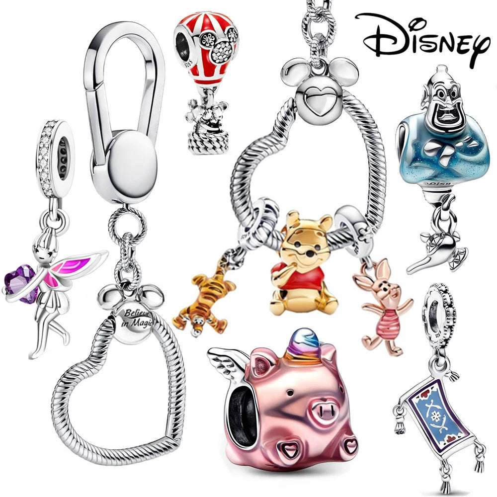 Disney Stitch Minnie Mouse Winnie Charms Dangle Fit Charms Silver 925 Original Bracelet Beads Charm for Pendant Jewelry Gift