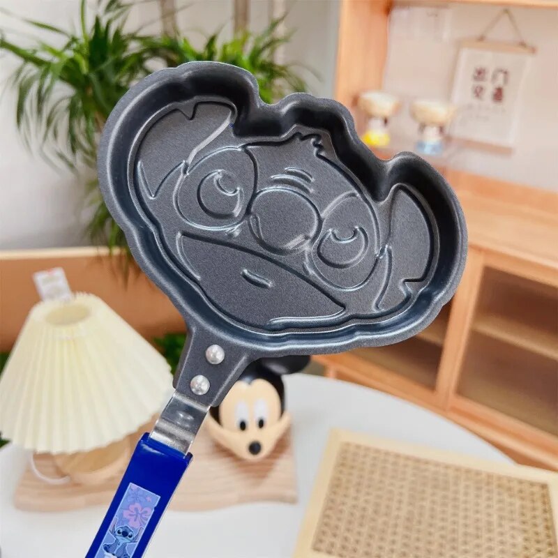 Cute Cartoon Disney Stitch Mickey Mouse Frying Pan Non-Stick Kids Breakfast Cooking Home Kitchen Products Camping Cookware