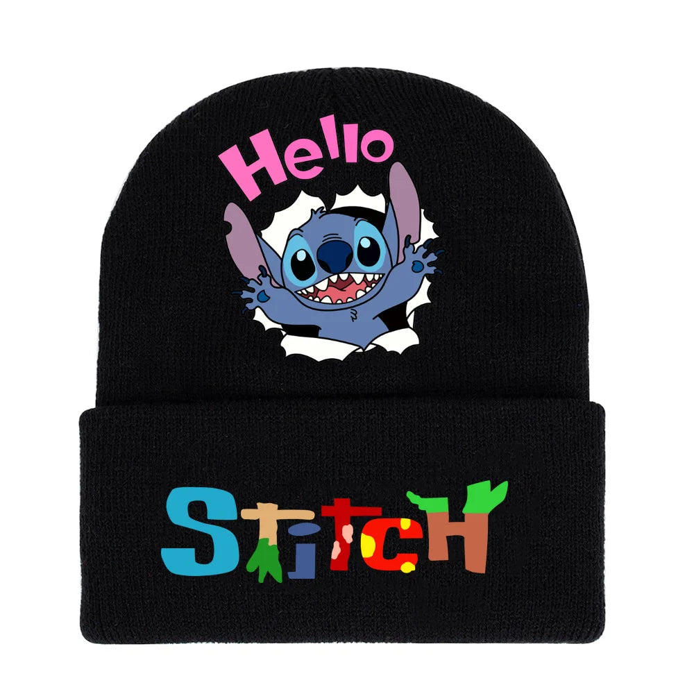 Disney Stitch Plush Knitted Hat Women Men Accessories Unisex Kawaii Winter Warm Couple Hats Stich Anime Trend Christmas Gift