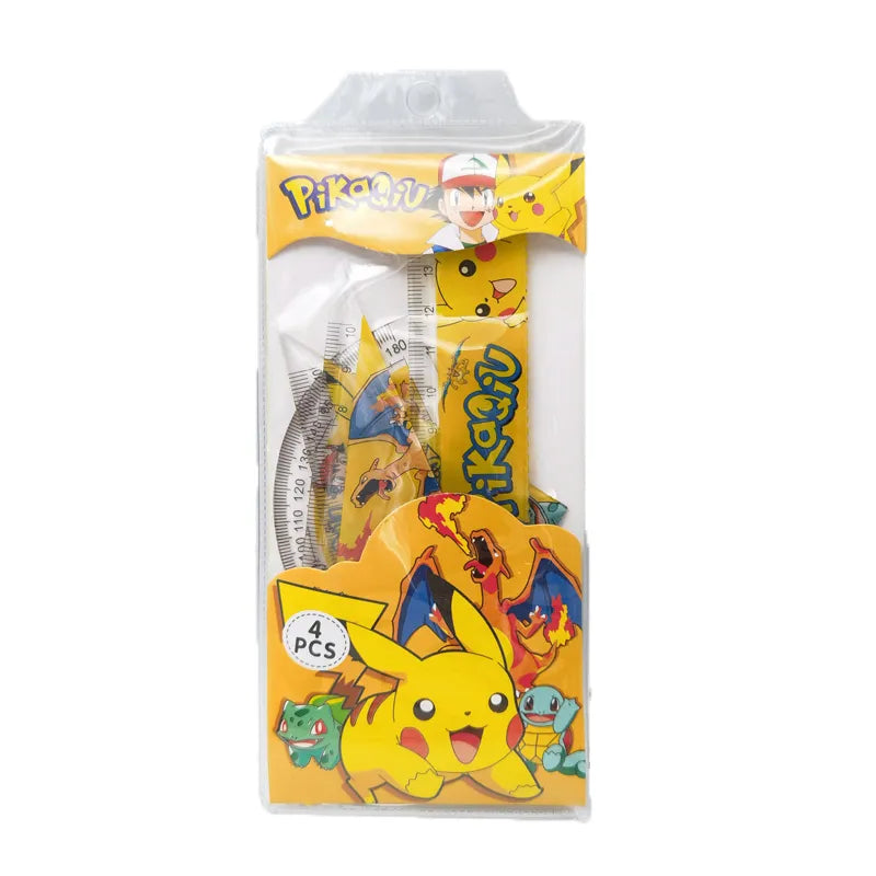 5pcs/Set Pikachu Pokemon Anime Portable Stationary Set Cartoon Pencil Ruler Eraser Pencil Sharpener Notebook Student Toys Gift