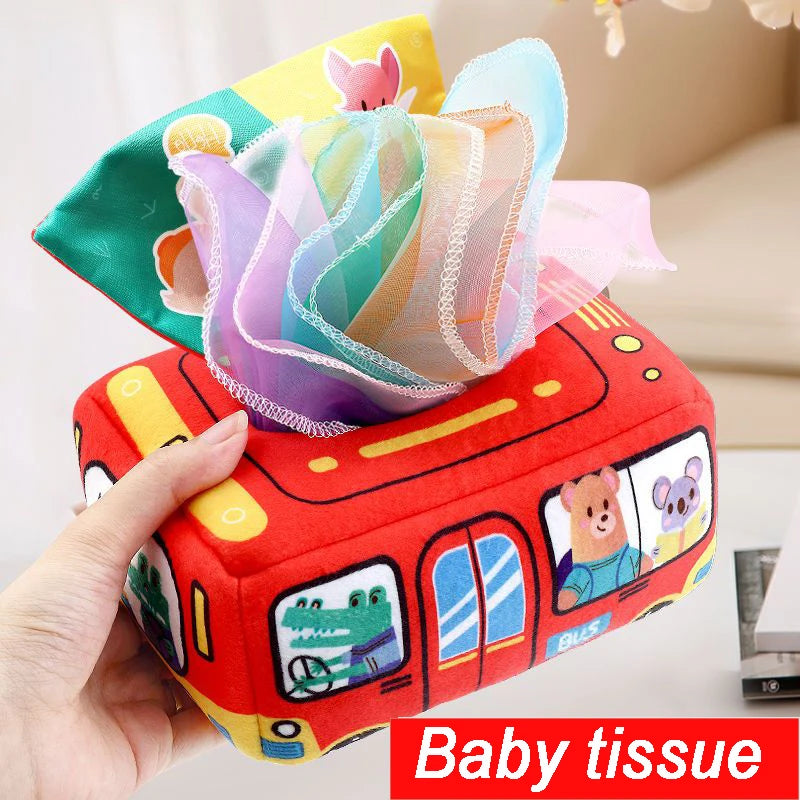 Baby Montessori Boxes Baby Toys Infant Pull Along Magic Tissue Box Montessori Toy 6-12 Months Development Sensory Toys Baby Game