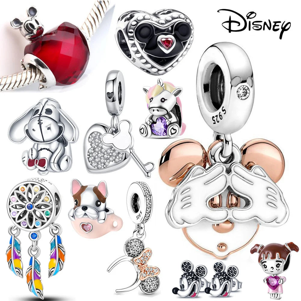 Disney Stitch Minnie Mouse Winnie Charms Dangle Fit Charms Silver 925 Original Bracelet Beads Charm for Pendant Jewelry Gift