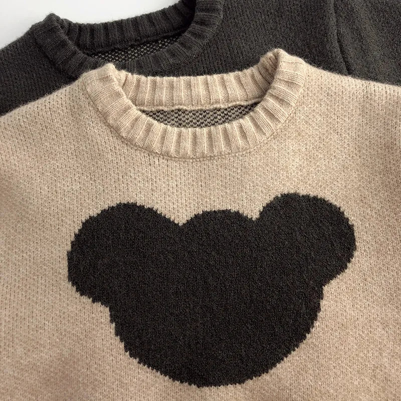 Cute Kids Sweaters Boys Clothes Brief Girls Pullover Knitwear Winter Autumn Baby Clothing