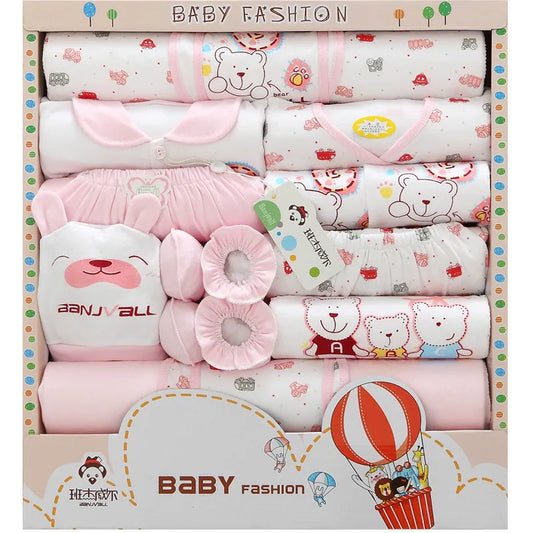 18 Pieces Newborn Baby Set Boys Clothes Four seasons 100% Cotton Infant Suit Girls Clothes Outfits Pants Kids Clothes Bibs Hat