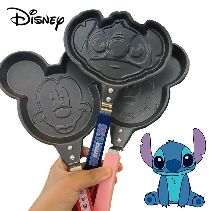 Cute Cartoon Disney Stitch Mickey Mouse Frying Pan Non-Stick Kids Breakfast Cooking Home Kitchen Products Camping Cookware