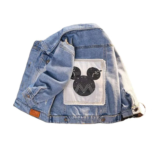 Mickey Denim Jacket For Boys Fashion Coats Children Clothing Autumn Baby Girls Clothes Outerwear Cartoon Jean Jackets Coat