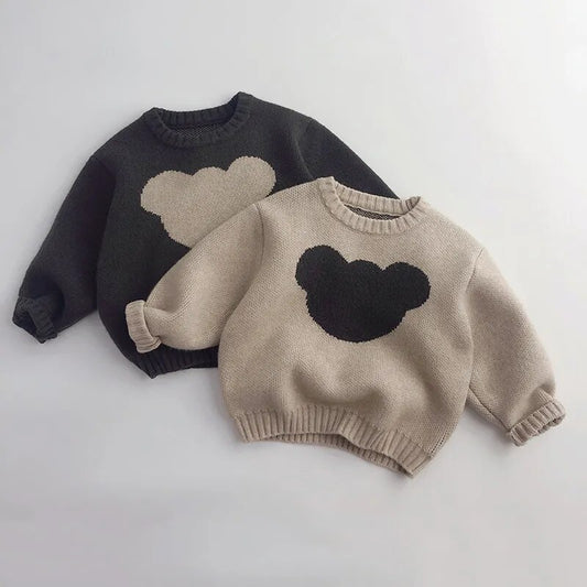 Cute Kids Sweaters Boys Clothes Brief Girls Pullover Knitwear Winter Autumn Baby Clothing