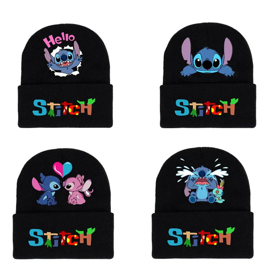 Disney Stitch Plush Knitted Hat Women Men Accessories Unisex Kawaii Winter Warm Couple Hats Stich Anime Trend Christmas Gift