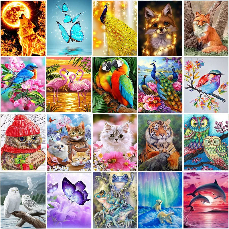 5D DIY Diamond Painting Animal Bird Parrot Tiger Wolf Full Round Diamond Embroidery Cat Cross Stitch Kits Home Decoration Gift